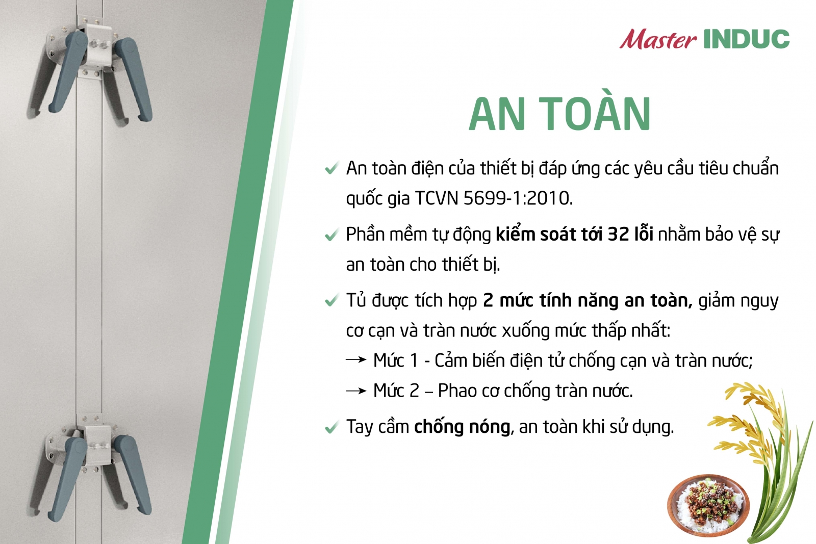 Tủ cơm điện từ công nghiệp MasterINDUC an toàn