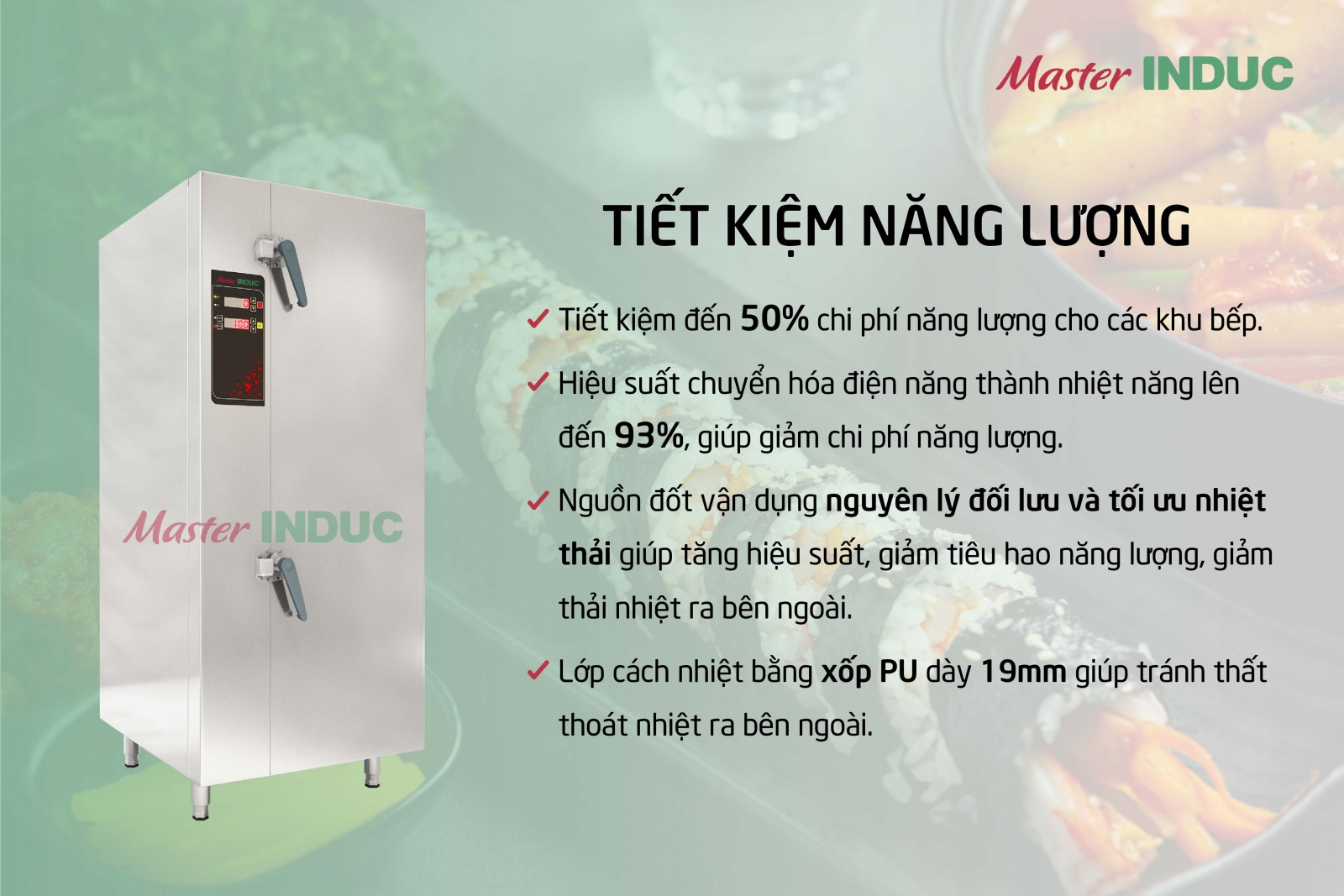 Tủ cơm điện từ công nghiệp MasterINDUC tiết kiệm năng lượng